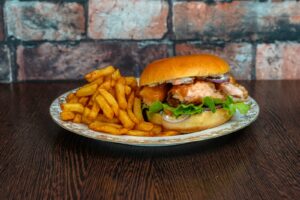 P&rsquo;tit burger de saumon frit